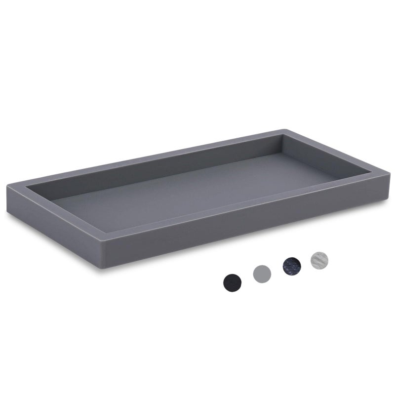 Heagoale Bathroom Trays for Counter, Slicone Vanity Trays for Bathroom, Rectangle Sponge Holder for Kitchen Sink - Grey - Image 1